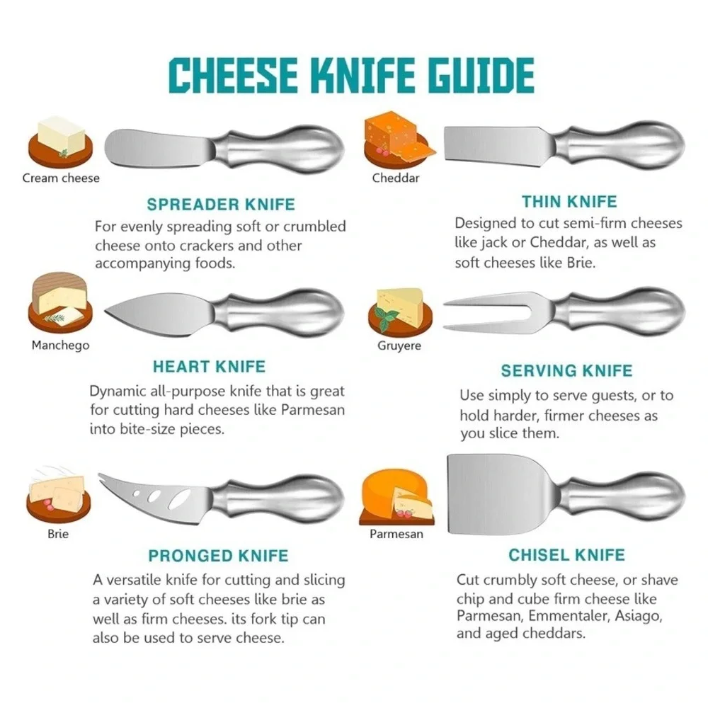 WoneNice Cheese Knife Set 6-Piece Stainless Steel Knives Charcuterie Cheese‎